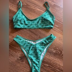 Green Patterned Bikini Set